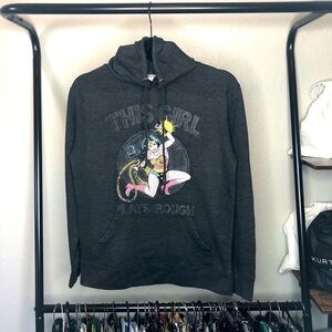 DC Comics Classic Style Wonder Woman Charcoal Gray Graphic Hoodie